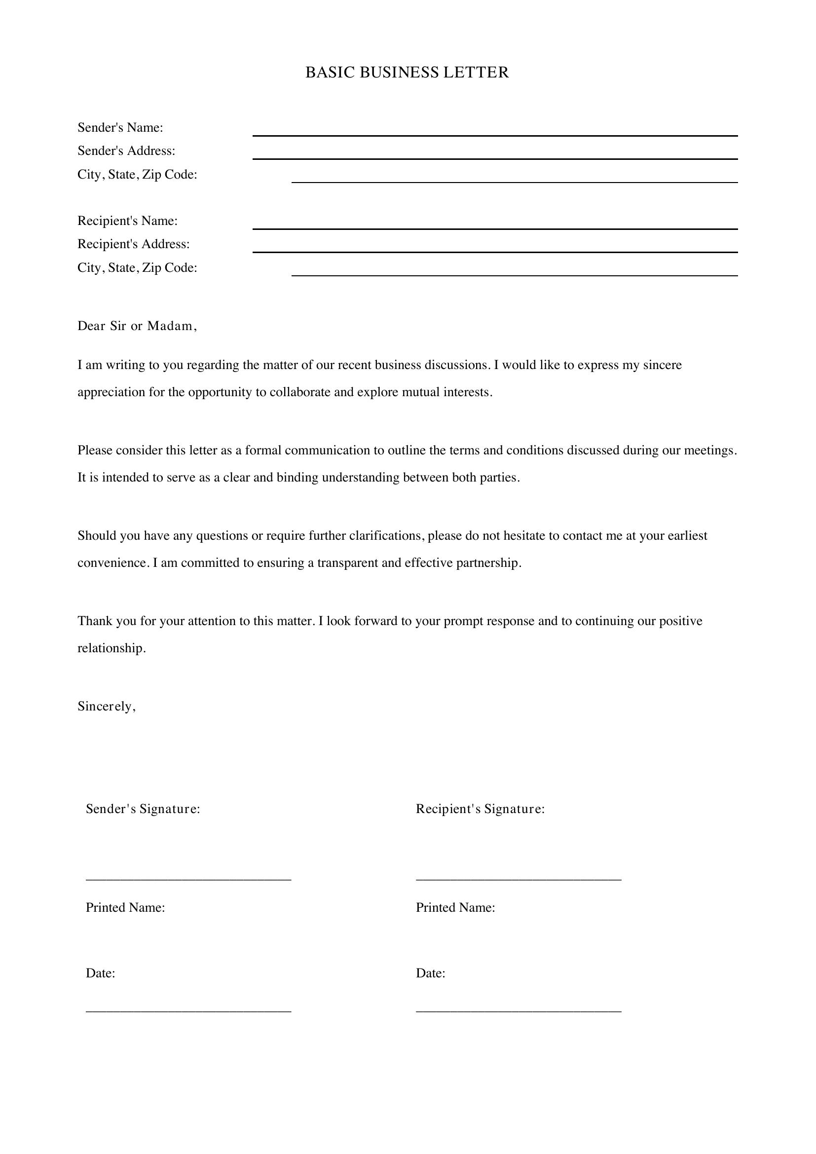 Basic Letter Template - US