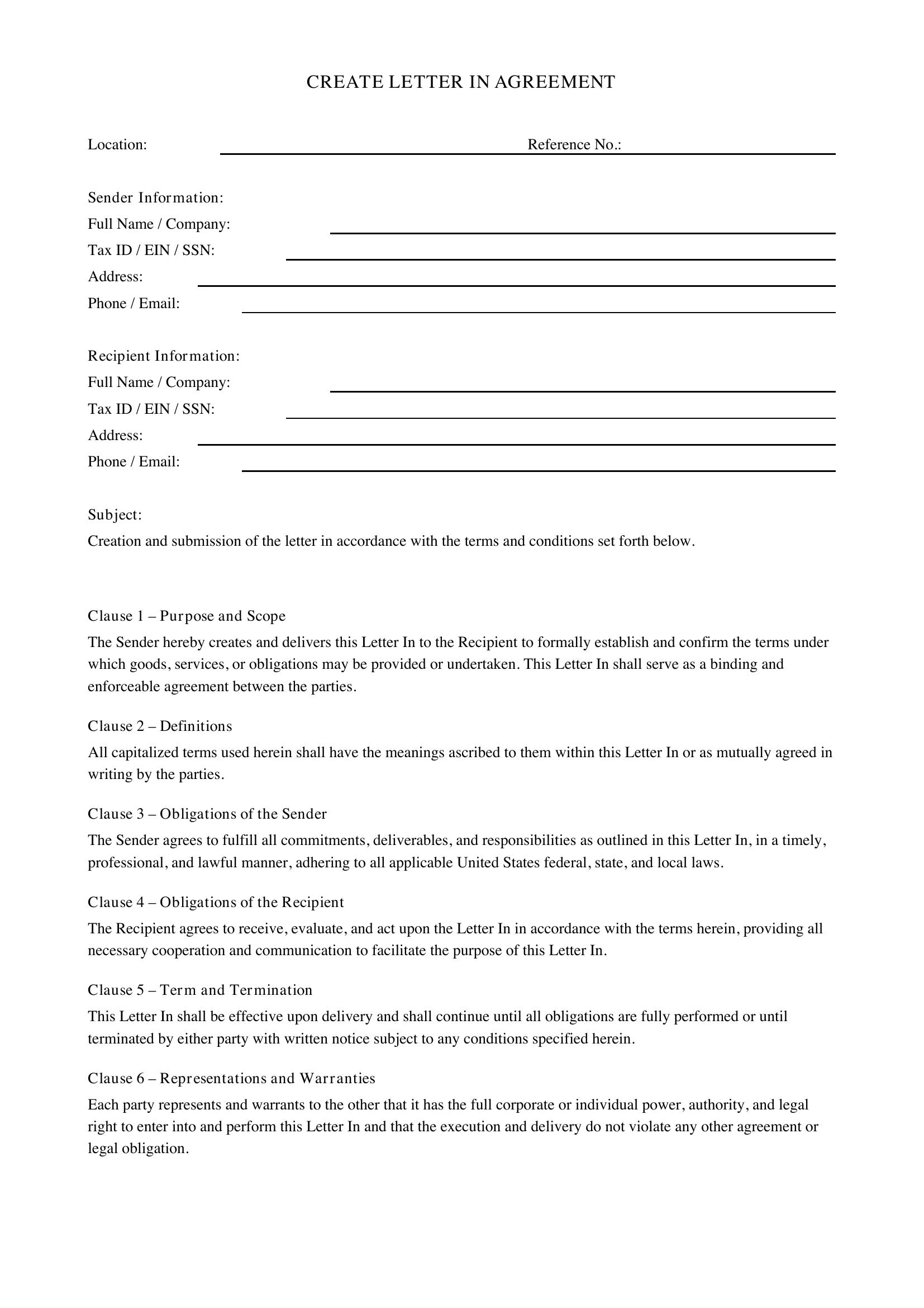 Create Letter In Template - US