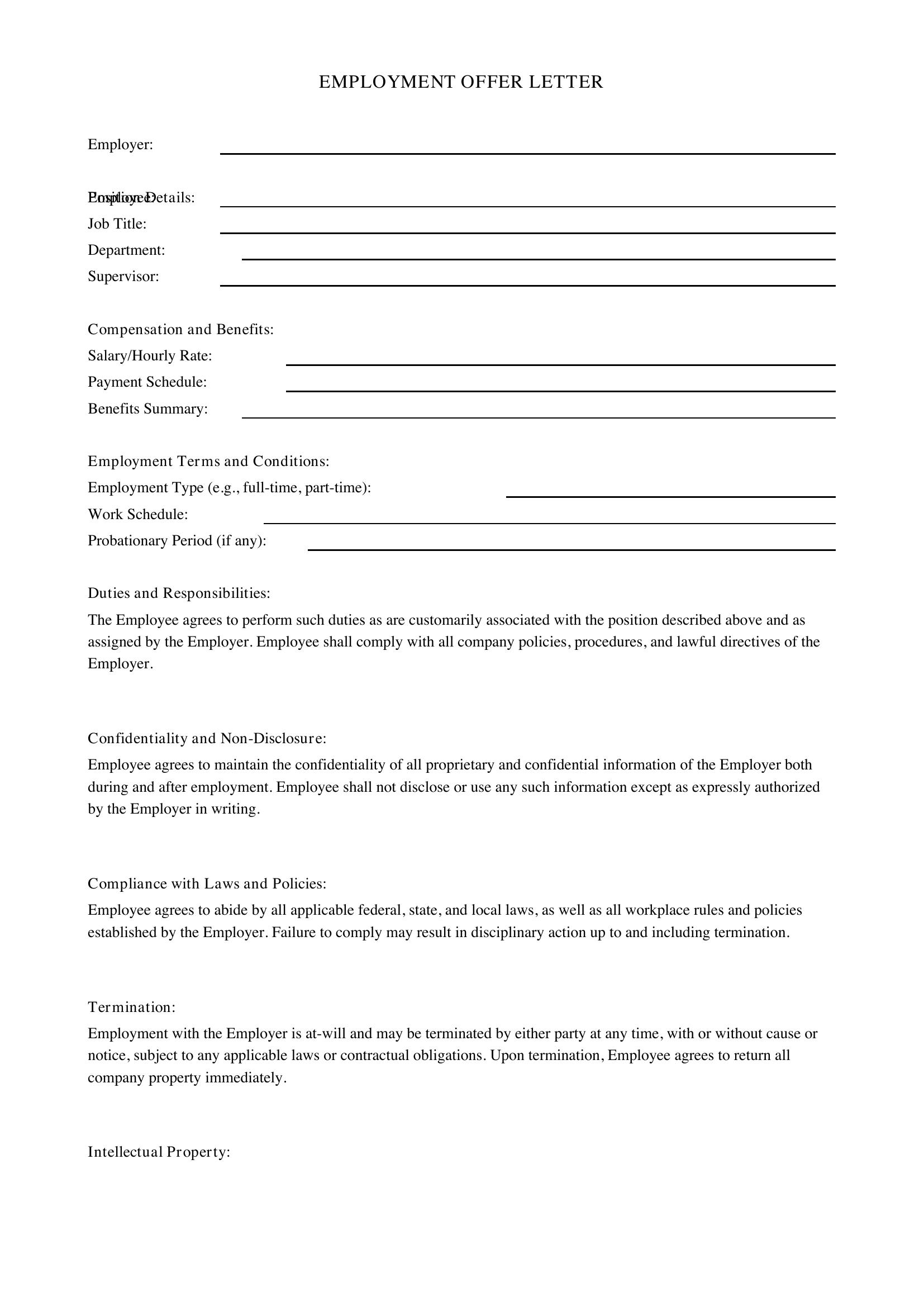 Job Letter Template - US