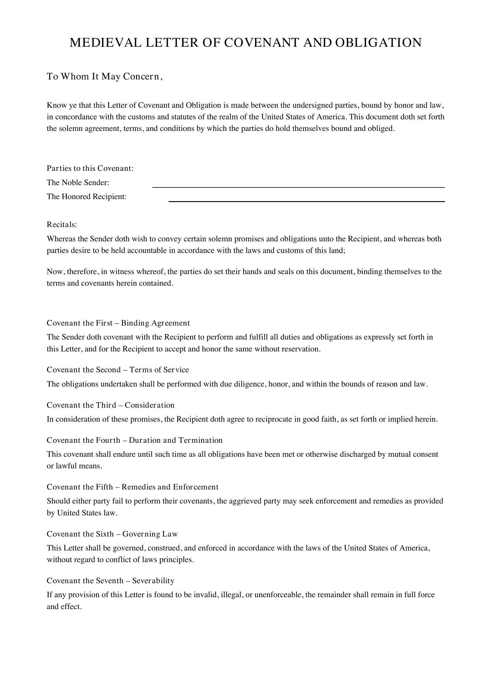 Medieval Letter Template - US