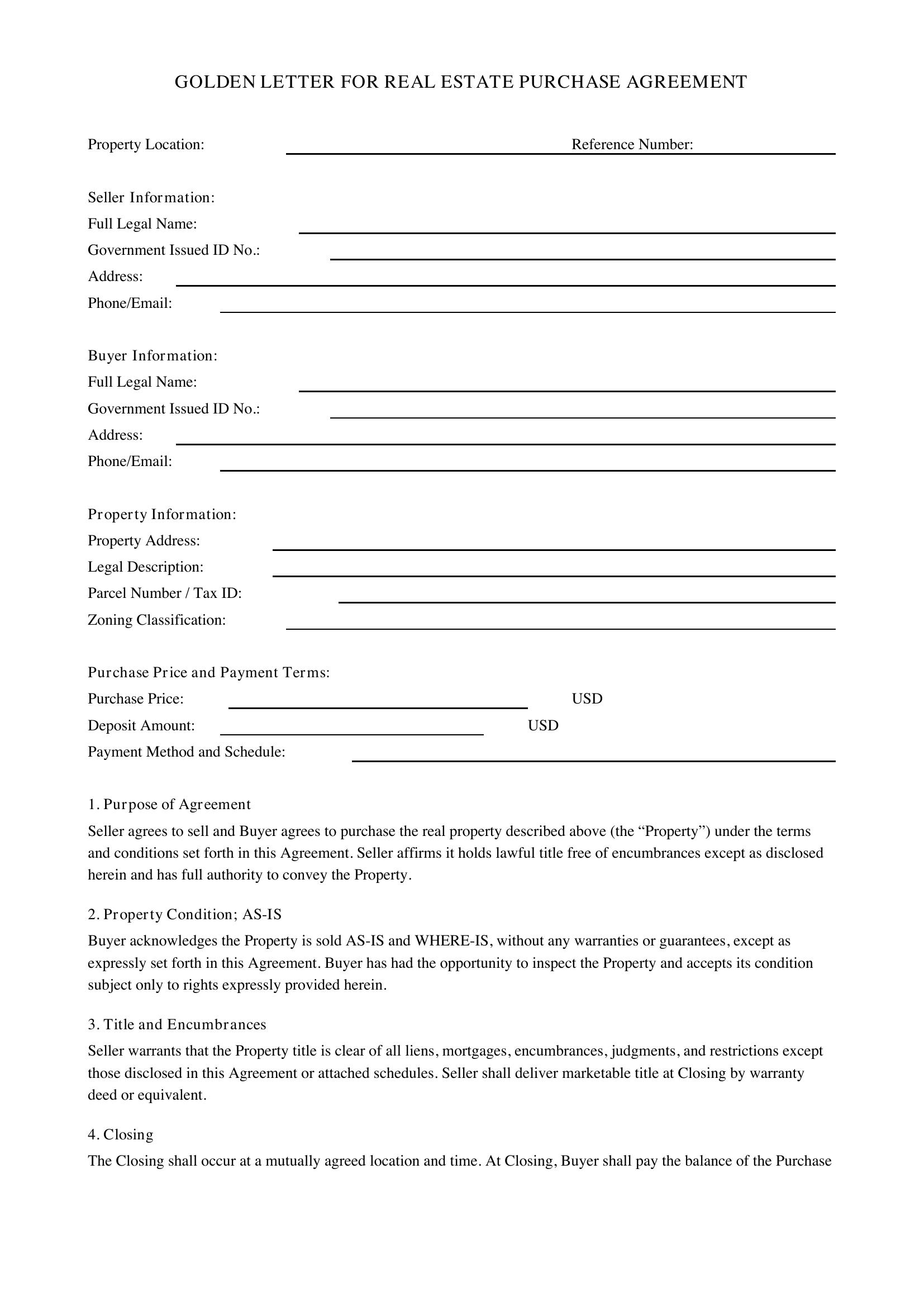 Real Estate Golden Letter Template - US